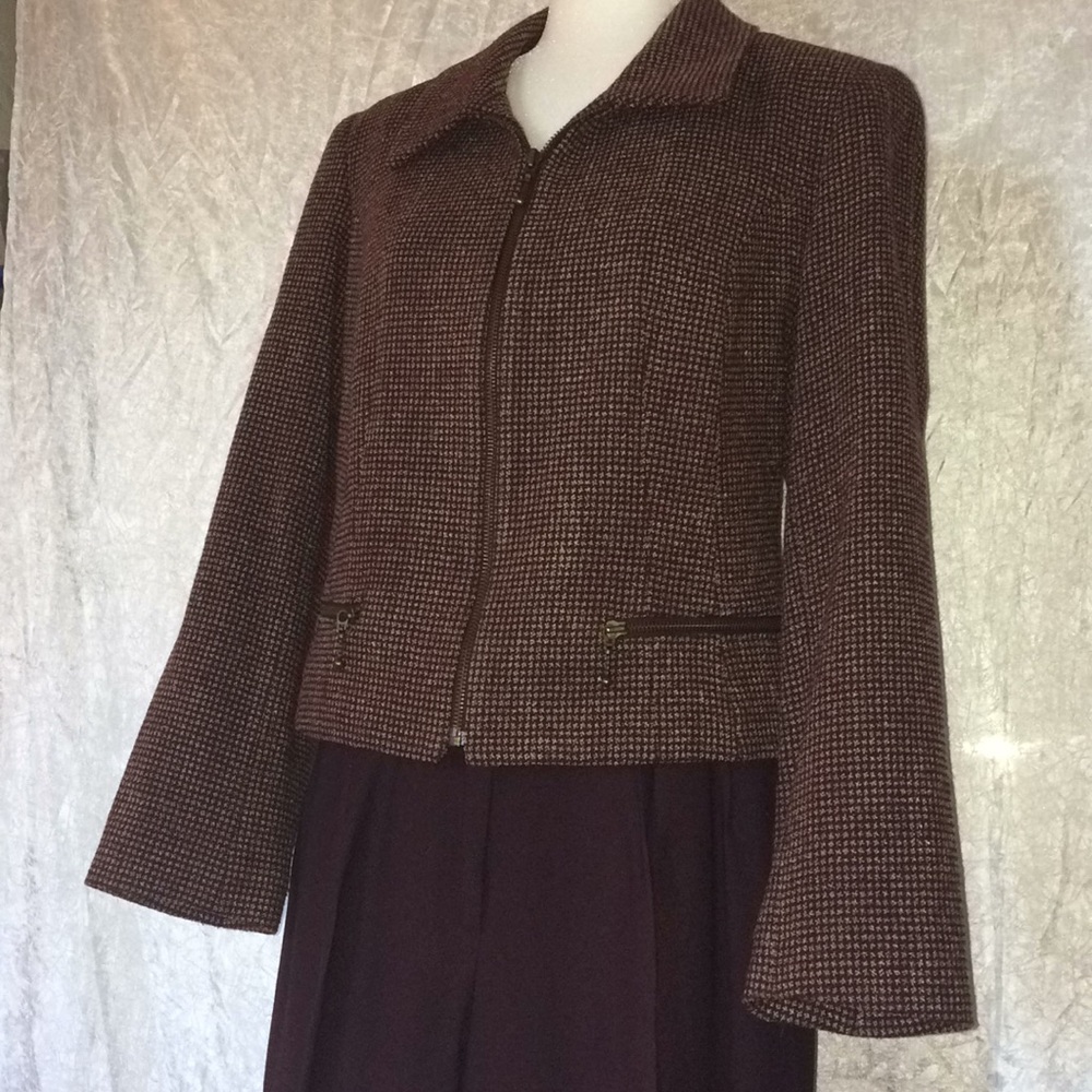 Burgundy Wool blend Pant Suit by Express 7/8